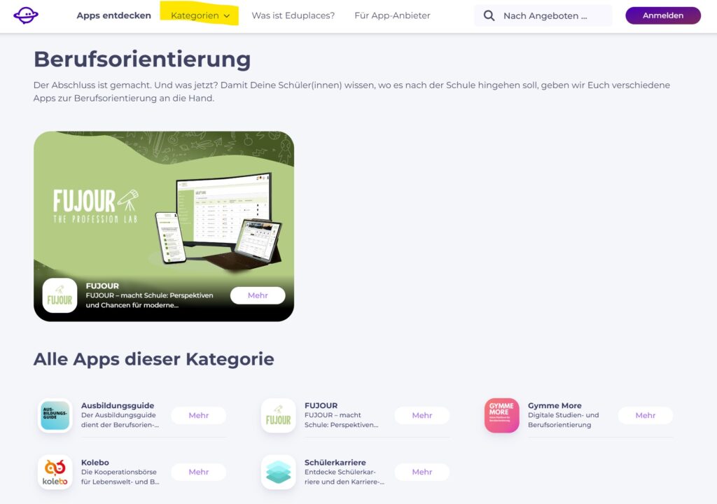 Eduplaces Berufsorientierung